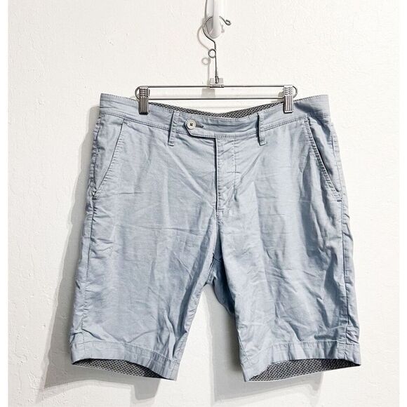 Ted Baker Mens Chino Flat Front Light Blue‎ Cotton Blend Shorts Size 32R Golf - Picture 1 of 5